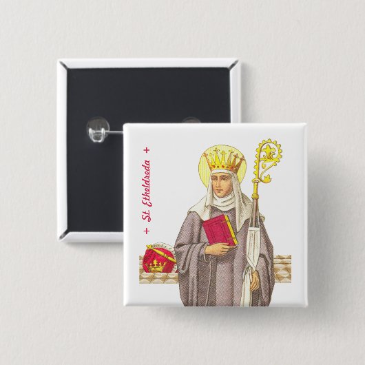 St. Etheldreda (Audrey) (P 003) Knopf Button (Vorne & Hinten)