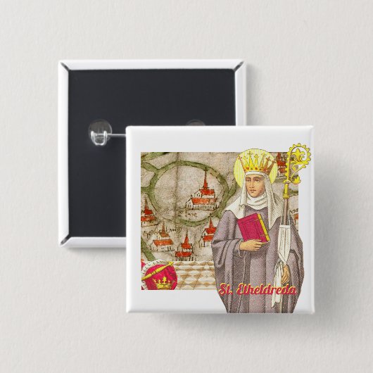 St. Etheldreda (Audrey) (P 003) Knopf Button (Vorne & Hinten)