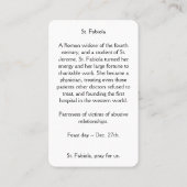 St. Fabiola Holy Card Visitenkarte (Rückseite)