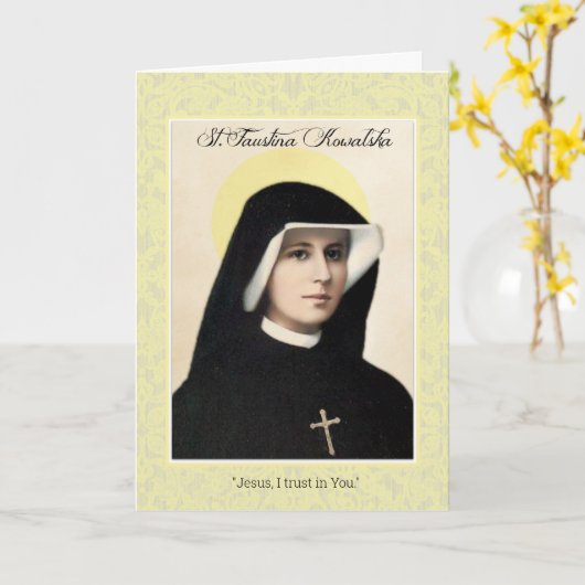 St. Faustina Kowalska von göttlicher Barmherzigkei Karte (Gelbe Blume)