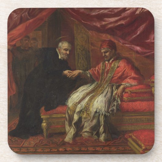 St. Filippo Neri, der Papst Clemente VIII kuriert Untersetzer (Vorderseite)