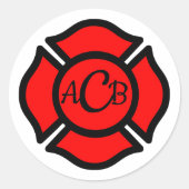 St. Florian-Kreuz mit Monogramm Runder Aufkleber (Vorderseite)