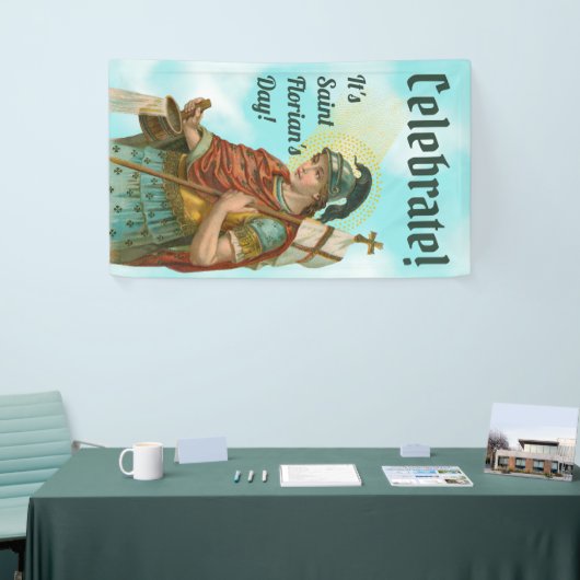 St. Florian mit Eimer (Clear Skies; M 019) Banner (Messeveranstaltung)