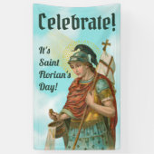 St. Florian mit Eimer (Clear Skies; M 019) Banner (Vertikal)