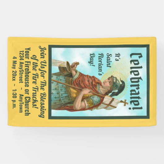 St. Florian mit Eimer (Clear Skies; M 019) Banner (Horizontal)