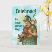 St. Florian mit Eimer (Clear Skies; M 019) Karte (Gelbe Blume)