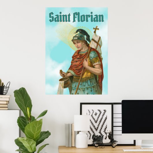 St. Florian mit Eimer (Clear Skies; M 019) Poster (Heimbüro)