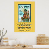 St. Florian mit Eimer (Clear Skies; M 019) Poster (Küche)