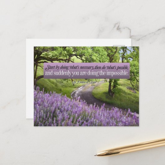 St. Francis Assisi Inspiration Zitat möglich Postkarte (Vorderseite/Rückseite Beispiel)