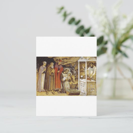 St. Francis at the Nativity, mug key chain iPhone Postkarte (Stehend Vorderseite)