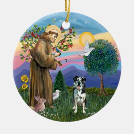St Francis - Catahoula Leopard Dog Keramik Ornament (Vorne)