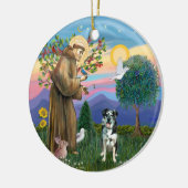 St Francis - Catahoula Leopard Dog Keramik Ornament (Links)