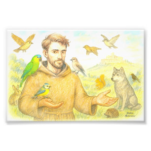 St. Francis - die Predigt für Vögel und Tiere Fotodruck