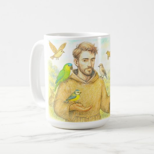 St. Francis - die Predigt für Vögel und Tiere Kaffeetasse (Vorderseite Links)