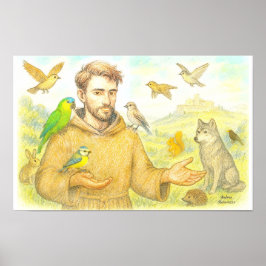 St. Francis - die Predigt für Vögel und Tiere Poster