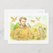 St. Francis - die Predigt für Vögel und Tiere Postkarte (Vorne/Hinten)