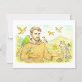 St. Francis - die Predigt für Vögel und Tiere Postkarte