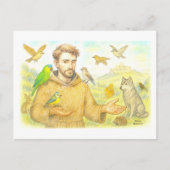 St. Francis - die Predigt für Vögel und Tiere Postkarte (Vorderseite)