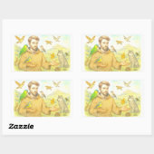 St. Francis - die Predigt für Vögel und Tiere Rechteckiger Aufkleber (Blatt)