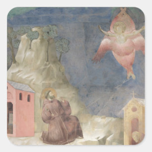 St. Francis Empfang der Stigmata, 1297-99 Quadratischer Aufkleber