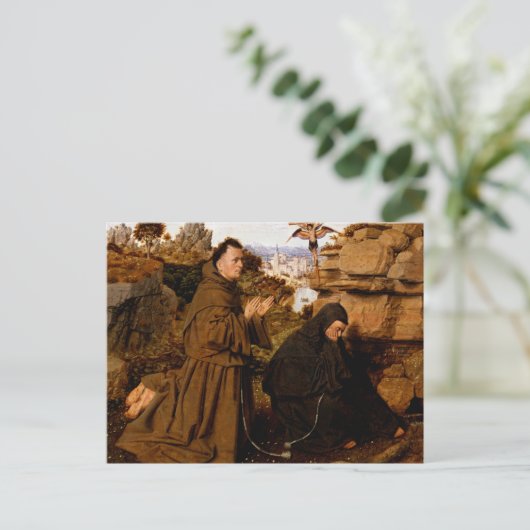 St. Francis erhält Stigmata von Jan van Eyck Postkarte (Stehend Vorderseite)