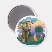 St Francis (ff) - Orange Tabby cat Magnet (Vorderseite/Rückseite)