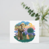 St Francis (ff) - Orange Tabby cat Postkarte (Stehend Vorderseite)