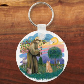 St Francis (ff) - Orange Tabby cat Schlüsselanhänger (Vorderseite)