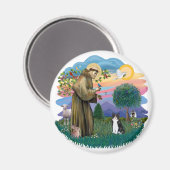 St. Francis (ff) - Schwarz-Weiß-Katze Magnet (Vorderseite/Rückseite)