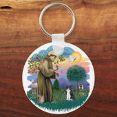 St. Francis (ff) - Schwarz-Weiß-Katze Schlüsselanhänger (Vorderseite)