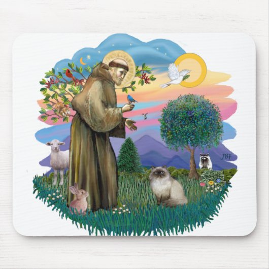 St. Francis (ff) - Siegel Point Himalayan cat Mousepad (Vorne)