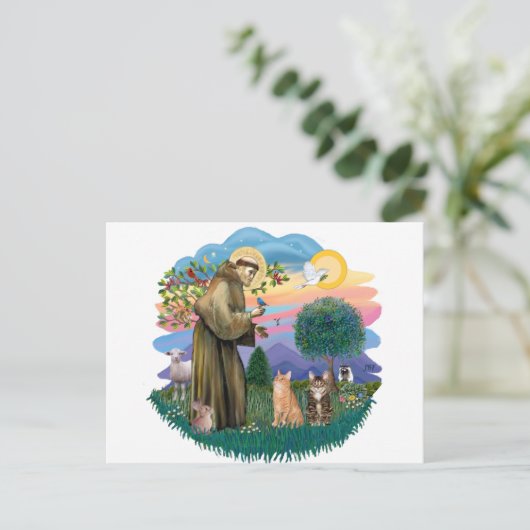 St Francis (ff) - Zwei Tabby Katzen Postkarte (Stehend Vorderseite)