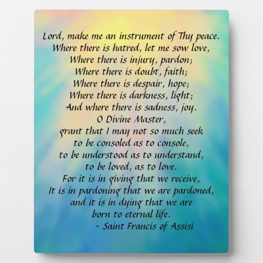 St. Francis' Gebet Fotoplatte (Vorderseite)