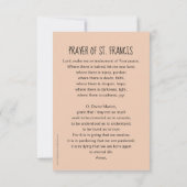 St. Francis Gebetskarte, Friedensgebet (Rückseite)