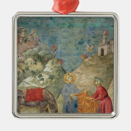 St Francis gibt einem Fremden seinen Mantel Silbernes Ornament (Vorne)