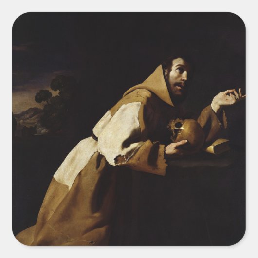 St. Francis in Meditation, 1639 Quadratischer Aufkleber (Vorderseite)