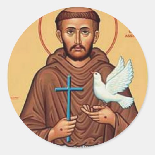 St. Francis mit Dove Runder Aufkleber (Vorderseite)