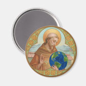 St. Francis of Assisi Holding Earth Button Magnet (Vorderseite/Rückseite)