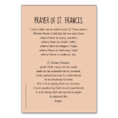 St. Francis Prayer Card Tischnummer (Rückseite)