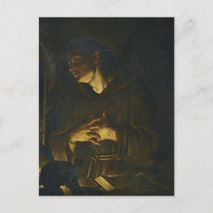St. Francis Praying Before a Crucifix by Trevisani Postkarte