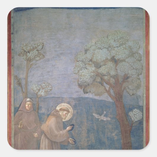 St. Francis Preaching to the Birds, 1297-99 Quadratischer Aufkleber (Vorderseite)