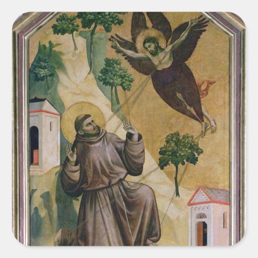 St. Francis Receiving the Stigmata, c.1295-1300 Quadratischer Aufkleber (Vorderseite)