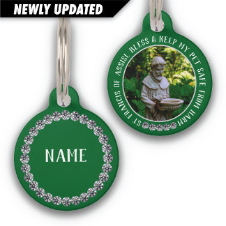 St Francis Safe Pet Protector Name Photo Bedazzled Haustiermarke
