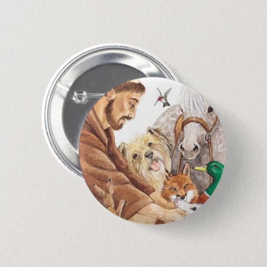 St Francis u. Tiere, Hut, Button, Button (Vorne & Hinten)