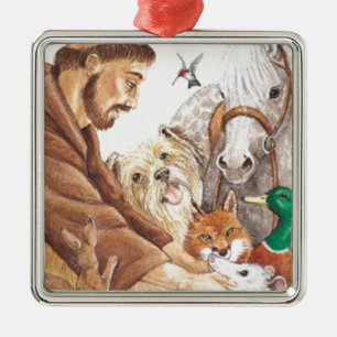 St Francis u. Tiere, Hut, Button, Ornament Aus Metall