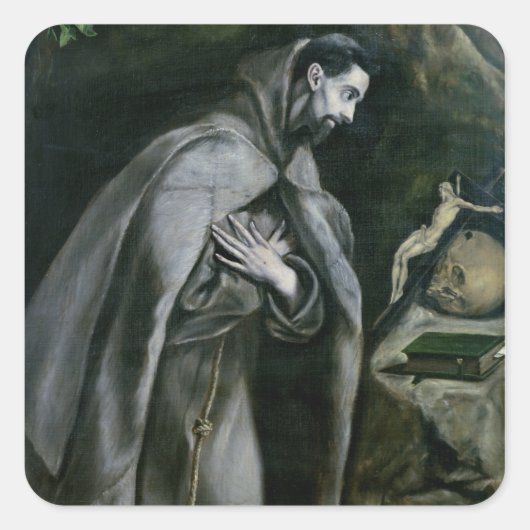 St. Francis von Assisi, 1580-95 Quadratischer Aufkleber (Vorderseite)