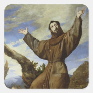 St. Francis von Assisi 1642 Quadratischer Aufkleber