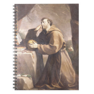 St Francis von Assisi am Gebet Notizblock