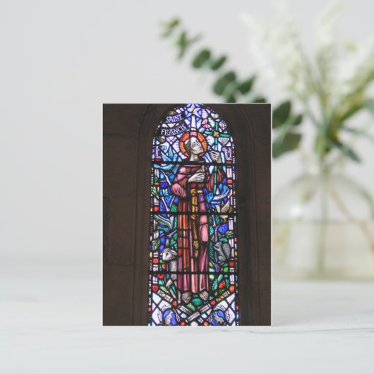 St. Francis von Assisi Buntglas Postkarte (Stehend Vorderseite)