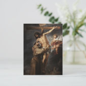 St. Francis von Assisi Embracing Christ von Murill Postkarte (Stehend Vorderseite)